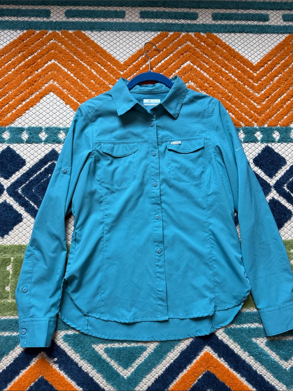 Columbia Women's Teal Button-Down Long Sleeve Shirt Size Small